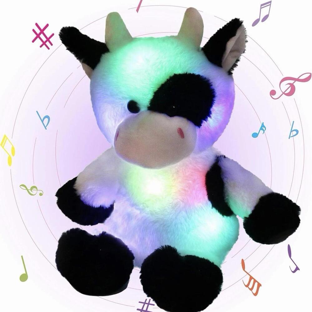 18” Glowing Cow Plush Stuffed Animal Light Up LED Soft Cuddle Toy Night Light